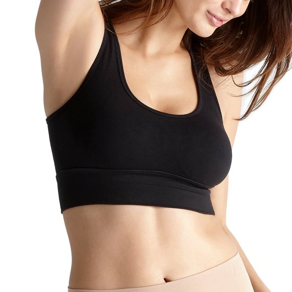 Yummie Long Line Scoop Neck Bra Black L/XL - Picture 1 of 6